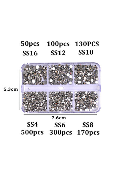 Choice7 Light Chrome 6Girds Box SS4-SS16 Colorful Non Hotfix Rhinestones Flat...