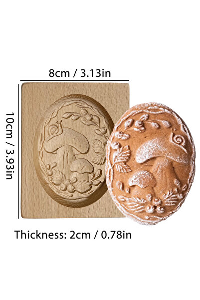 Choice6 قالب بسكويت خشبي على شكل فطر، قطعة واحدة، بنقوش زهور، قطاعة بسكويت ثل...