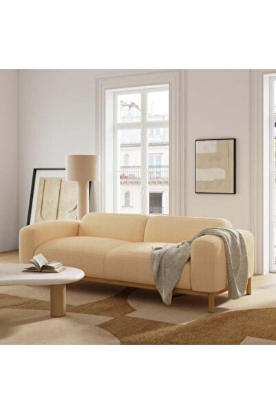 homejoyz Sofa with Boucle and Swedish Wood - 230 x 91 x 76 cm