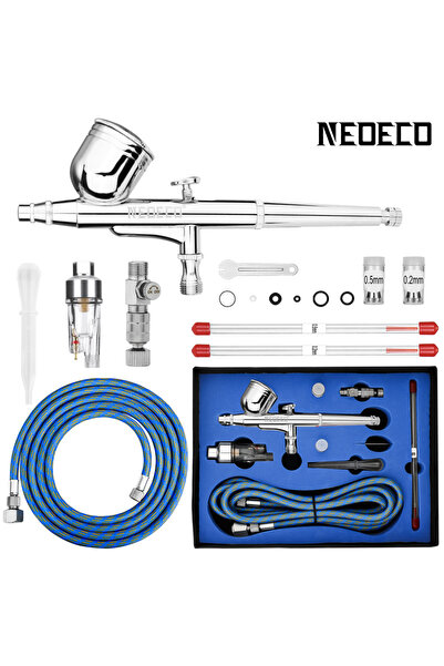 Choice1 NCT-130BKSS1 Precision Dual Action Airbrush 6ft Airbrush Hose 0.2/0.3...