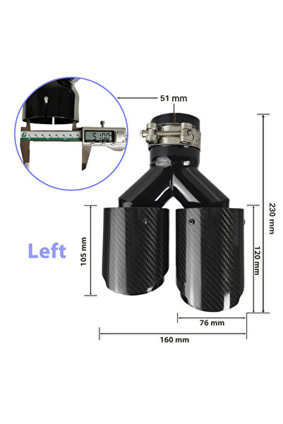 Choice7 كاتم صوت لامع من ألياف الكربون للسيارات، مقاس 51-76 مم، يسار، شكل Y، ...