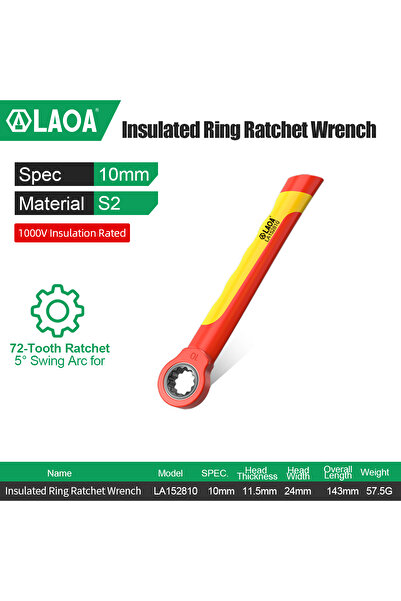 Choice11 10mm LAOA Insulated Spline Ratchet Spanner Lightweight S2 Alloy Stee...