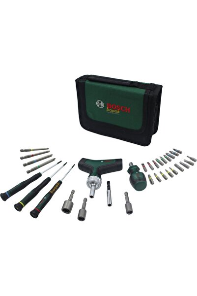 Bosch 31 Parça T Saplı Bits Uyumlu Cırcırlı ve Klemens Tornavida Seti 1600A039HX