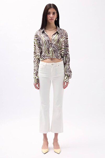 Bliss Γυναικείο μακρυμάνικο πουκάμισο με σχέδιο και σατέν υφή