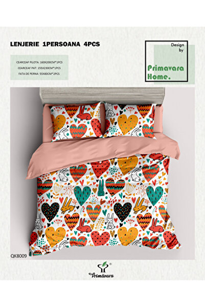 FIONNA.RO 100% Duvet Cover Set Cotton Person - Hearts and Bunnies
