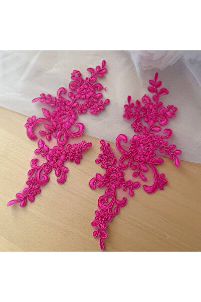 choice2 ١٠ قطع (٥ أزواج) من دانتيل الأحمر الوردي عالي الجودة، مزين بزهور عاكس...