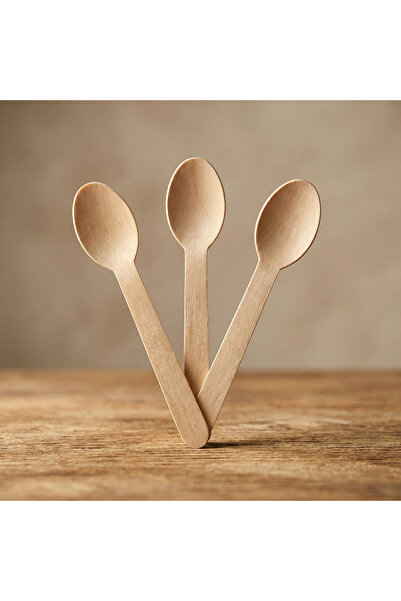 DORA Tahta Kaşık 50 Adet - Huş Ağacı Kullan At Piknik ve Servis Kaşığı