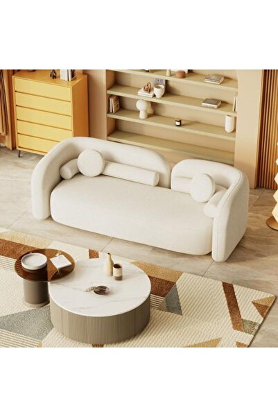 homejoyz Bouquet and Swedish wood sofa - White - 220×85×80 cm