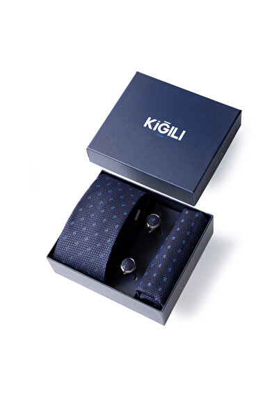 Kiğılı 3-Piece Patterned Tie & Handkerchief & Cufflink Gift Boxed Set