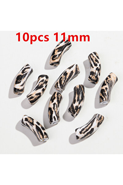 Choice4 10pcs 11mm-white Leopard 10pcs/lot 8/11mm Acrylic Leopard Bamboo Curv...