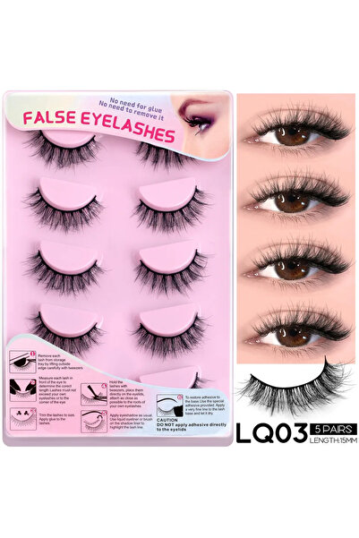 Choice4 ٥ أزواج - LQ03 رموش فيلتريناي الصناعية ثلاثية الأبعاد بتصميم مانغا، ك...