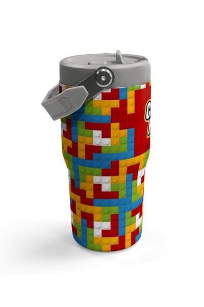 Coral High Colorful Block Patterned Steel Thermos with Folding Spout 600 ml 38917