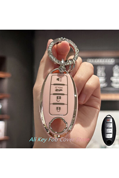 choice2 غطاء مفتاح وردي اللون مع حلقة، سلسلة مفاتيح مفاتيح، حبل تعليق لسيارات...