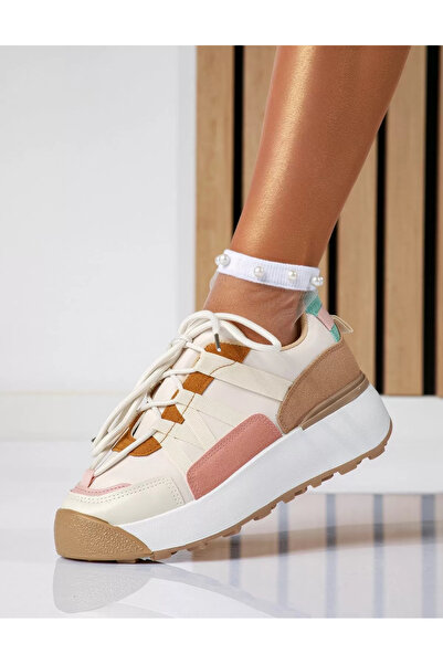 Zaira Adidasi dama bej din piele ecologica Leonard #18638 - 40