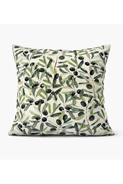 MODA CERO غطاء وسادة مطبوع عليه زيتون، مزدوج الجوانب، مقاس 45x45 سم