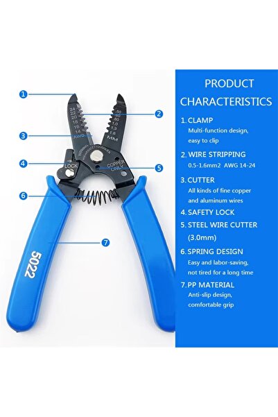 Choice1 6.5 Inches 5022 24-14 AWG Bomurphy 6-in-1 Wire Stripper Tool, Wire St...