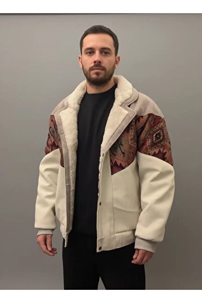 CANMODA (7794) Recien Unisex Fur Collar Vintage Aztec Jacket Oversize 90S Coa...