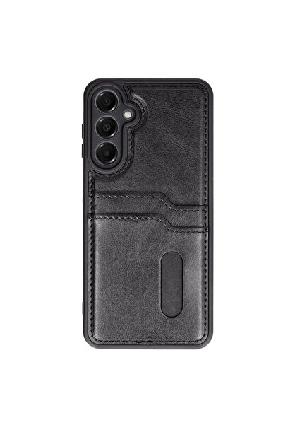 xirshop حافظة سامسونج جالاكسي A56 حافظة جلدية مع بطاقة سارة - أسود