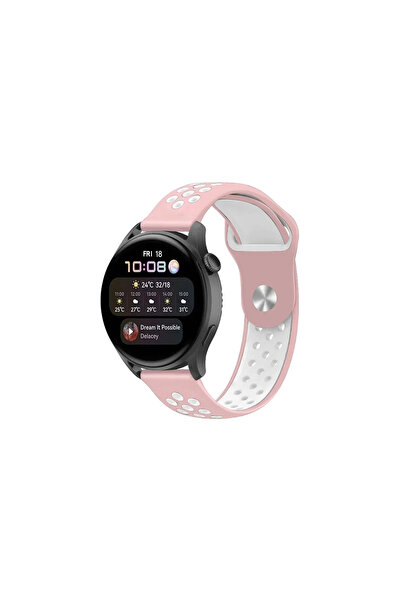 VINTESSY Watch 22mm Sports Perforated Strap (Not a Watch) - Pink-White