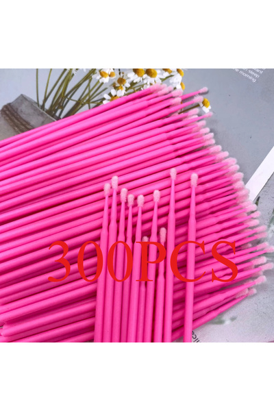 Choice11 300 قطعة وردية اللون، 100/500 قطعة فرشاة تنظيف الرموش، أعواد قطن دقي...