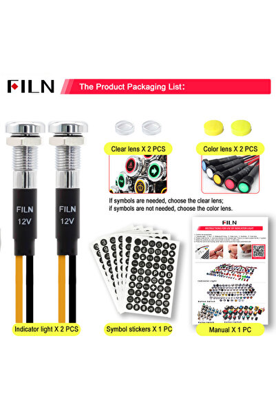 Choice7 M-8FW-5-Y FILN 8mm رمز LED ضوء مؤشر 12 فولت 24 فولت معدني أسود ضوء مؤ...