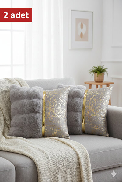 baladı home ev tekstil home collection Lüks 2'li Peluş Kırlent Kılıfı Seti - ...