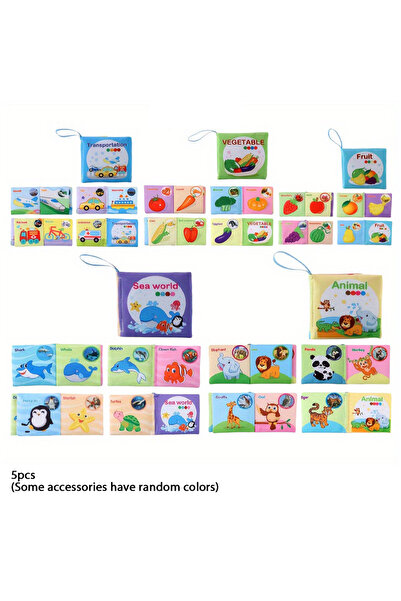 Choice7 5pcs Washable Baby Cloth Book Set - BPA-Free Crinkle Sensory Toys wit...
