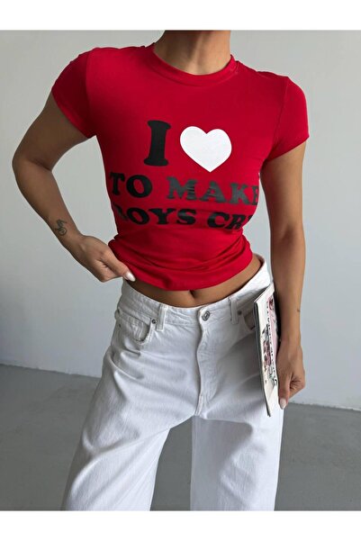 Bliss Women's Summer Short Sleeve Printed T-Shirt Crop T-Shirt