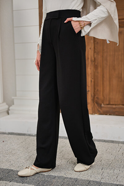 LOCCO Pantaloni de damă din material textil cu detalii cu cârlige și bucle, n...