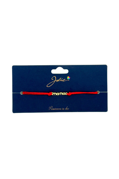 OEM Brățară din inox auriu cu șnur roșu, model MAMA, reglabilă