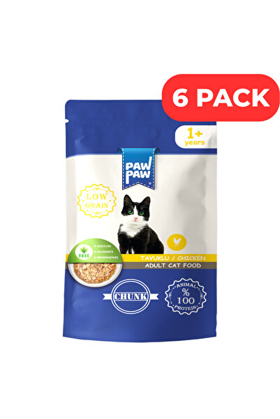 PawPaw Set 6 x Hrană umedă pentru pisici adulte, PawPaw, bucăți de pui în sos...