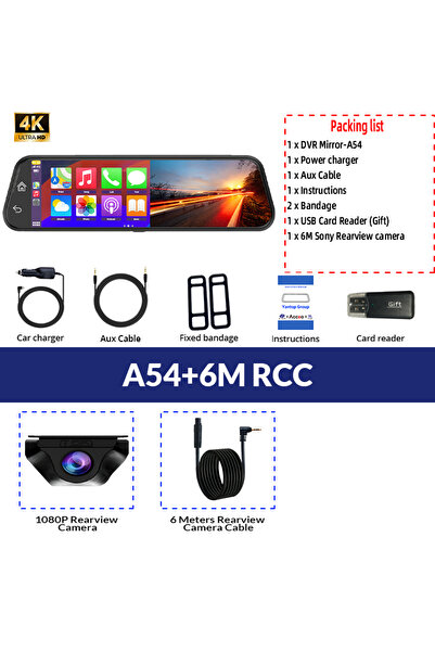 Choice14 None A54-6M RCC Acceo Dash Cam 4K WiFi GPS Car DVR Carplay Night Vis...