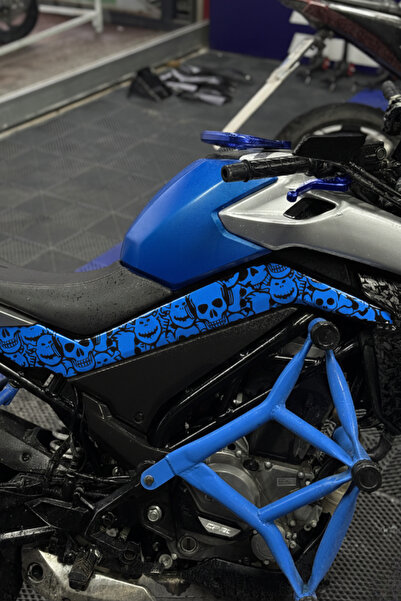 Banxtre Blue Color Skull Pattern Side Drain Cover Sticker Set (Right and Left...