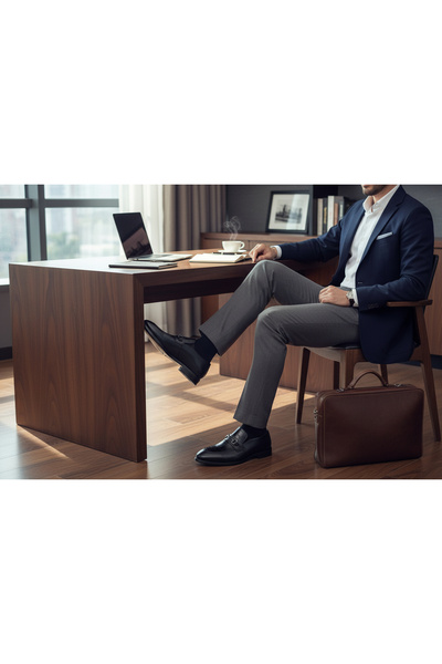 abar classic Men's Genuine Leather Classic Shoes with Buckle, Laceless, Comfortable Fit