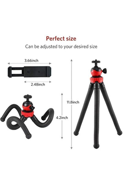 Generic Flexible Octopus Tripod Stand with Adjustable Legs & Secure Phone Holder