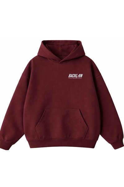 BACKLAİN Mod Style Backlain Text Detailed Modern Cut Hoodie Sweatshirt 3 Thre...