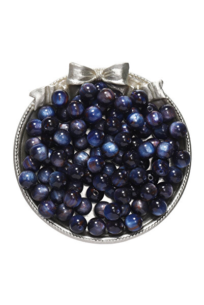 Choice16 8mm x 50pcs Blue 20-50pcs/lot Glitter Mitation Cat Eye Round Resin B...