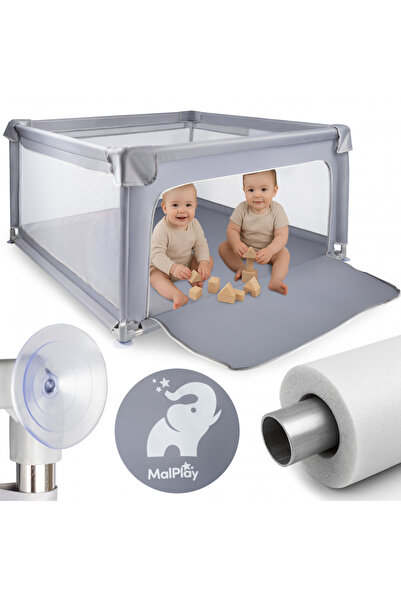 MalPlay Tarc de joaca pentru copii Kivo Grey, design modern si sigur, acces m...