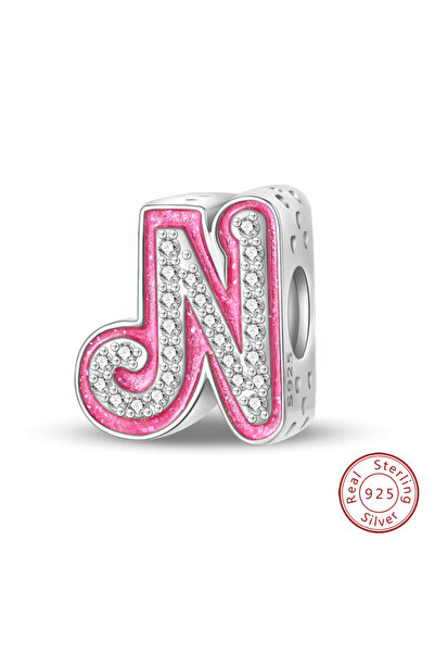 Choice12 PAC1236-N 925 Silver Color Princess Pink 26 Letters Love Charms Bead...