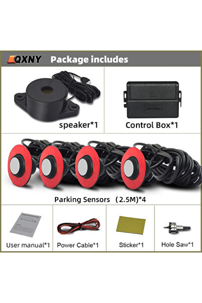 choice2 نظام رادار الرجوع للخلف ذو 4 مجسات، فضي اللون، مثبت بشكل مسطح، قابل ل...