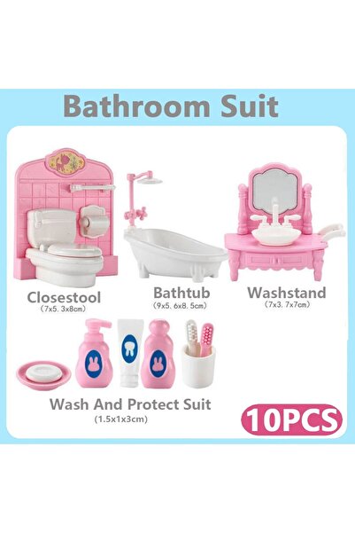 Choice9 Pink-Bathroom Hot Sale Cute Kawaii Pink 10 Items/Lot Miniature Dollho...
