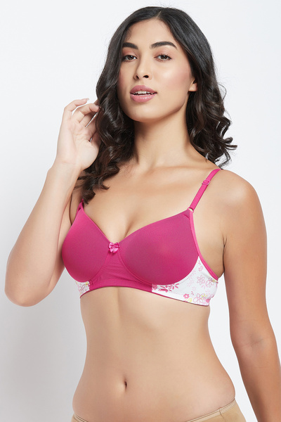 Clovia Padded Non-Wired Full Cup T-shirt Bra in Pink