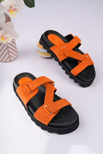 NOSEY SHOES Nell Model Genuine Leather Women's Slippers with Anti-Slip Sole a...