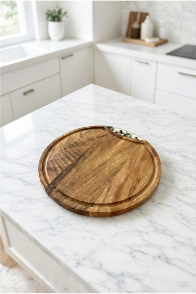 FH finehome Woodline Round Wooden Presentation Board Small