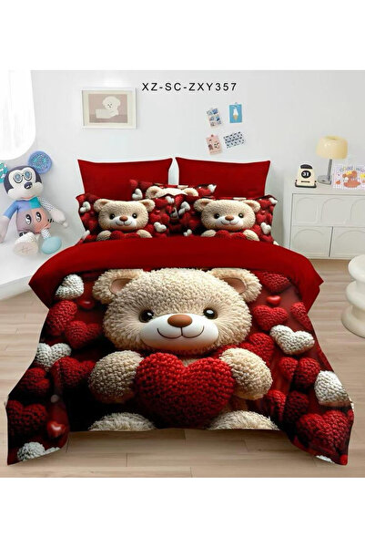 FIONNA.RO Finet Duvet Cover Set 4 Pieces 5D 1 Person - Teddy Bear in Love