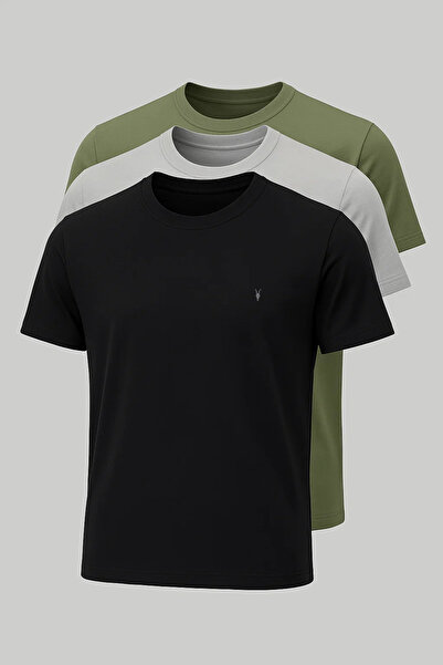 COMBİNE MİCHAİL Erkek Rahat Kısa Kollu Trend 3 Lü Tişört
