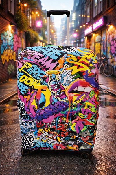 besmartpro Urban Pop Graffiti Desenli Esnek Valiz Kılıfı