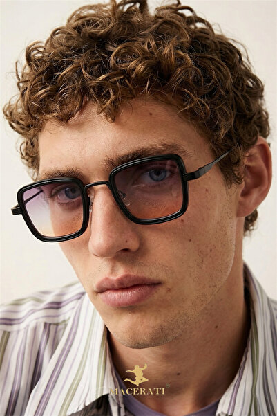 MACERATİ Leon Unisex Square Black Uv400 Filtered Sunglasses