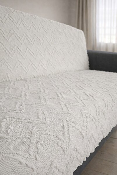 miar home perde tekstil 100% Cotton Sofa Cover Ecru – Protective Cover That C...