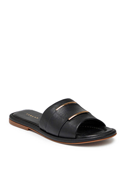 Tergan Siyah Hakiki Deri Kadın Terlik - K25Y1TR67843-A23